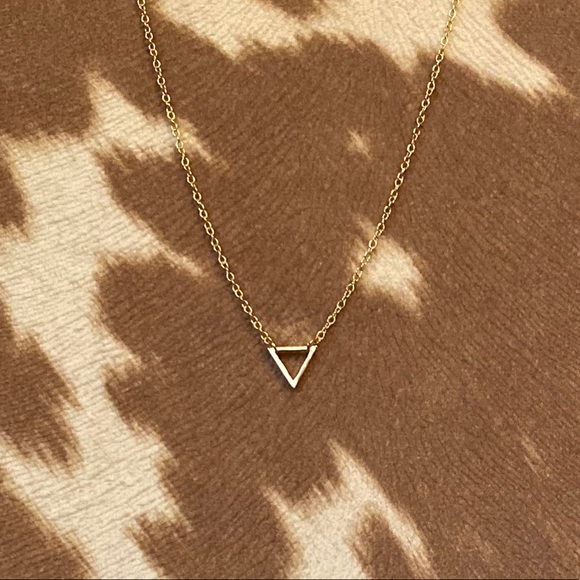 Delicate Gold Triangle Necklace - Picture 2 of 4